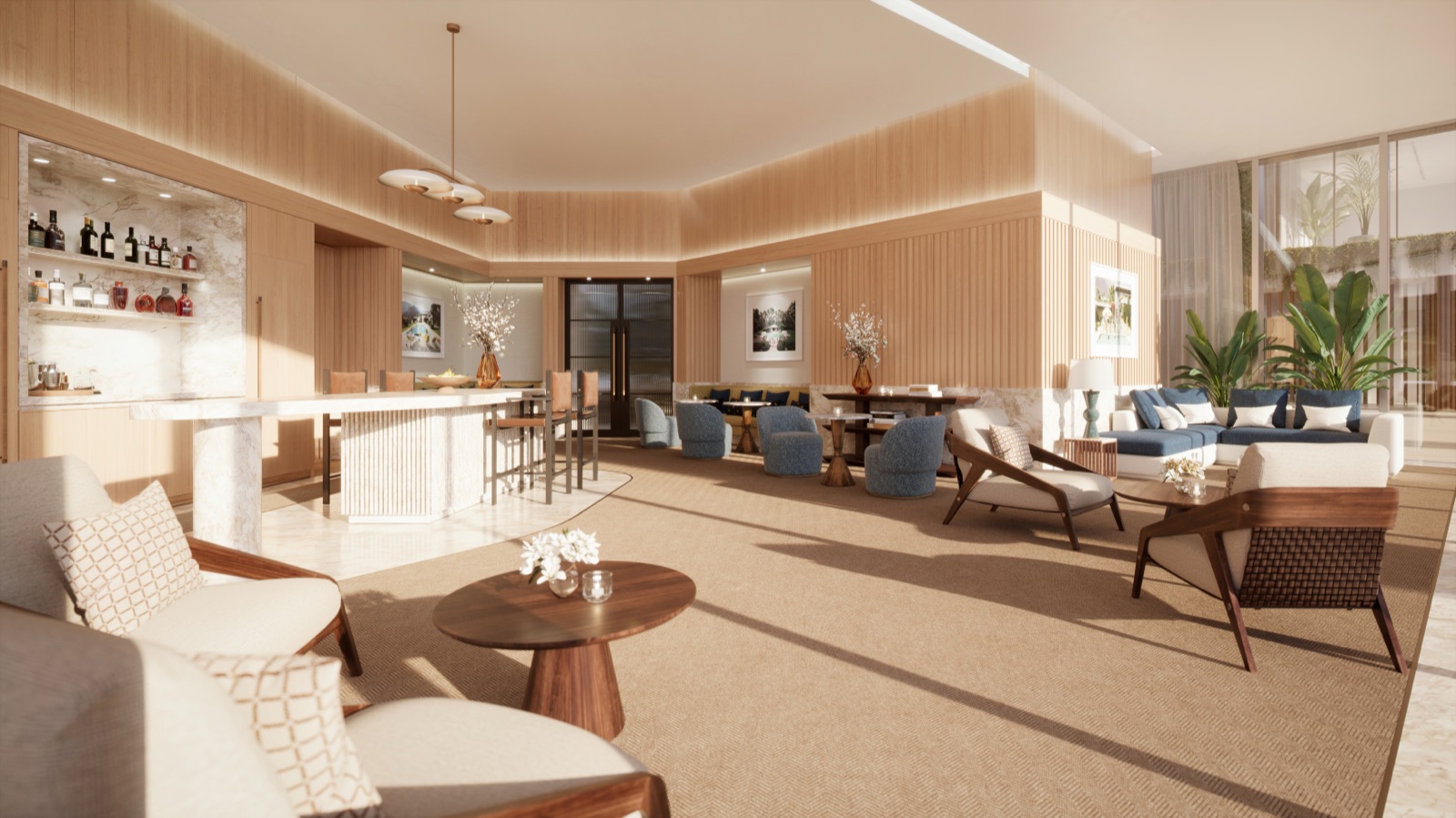 Sunrise Lounge at The Perigon — catering kitchen and event lounge with views of the Atlantic.